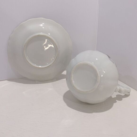 Georgian Fine China 25th Anniversary Miniature Pitcher & Bowl Silver Trim - Picture 9 of 12